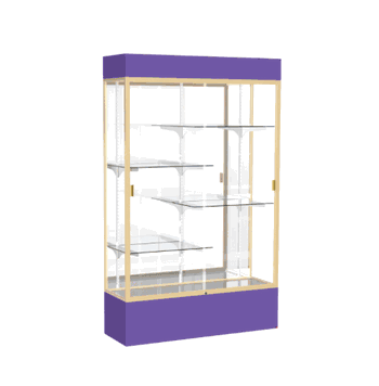 Spirit Purple Display Case (Lighted), Mirror Back w/ Champagne aluminum frame finish, 80"H x 48"W x 16"D - Click to enlarge