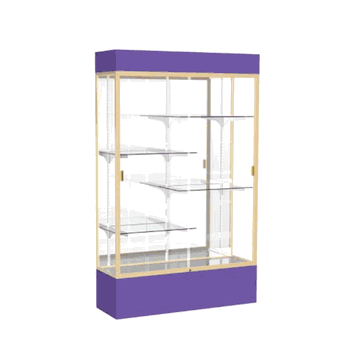 Spirit Purple Display Case (Lighted), Mirror Back w/ Champagne aluminum frame finish, 80"H x 48"W x 16"D - Click to enlarge