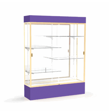 Spirit Purple Display Case (Lighted), Mirror Back w/ Champagne aluminum frame finish, 80"H x 60"W x 16"D - Click to enlarge