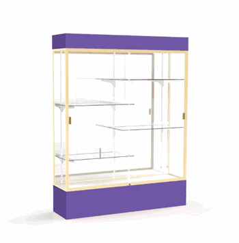 Spirit Purple Display Case (Lighted), Mirror Back w/ Champagne aluminum frame finish, 80"H x 60"W x 16"D - Click to enlarge