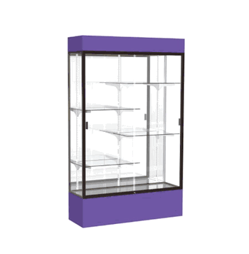 Spirit Purple Display Case (Lighted), Mirror Back w/ Dark Bronze aluminum frame finish, 80"H x 48"W x 16"D - Click to enlarge