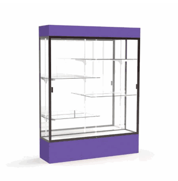 Spirit Purple Display Case (Lighted), Mirror Back w/ Dark Bronze aluminum frame finish, 80"H x 60"W x 16"D - Click to enlarge
