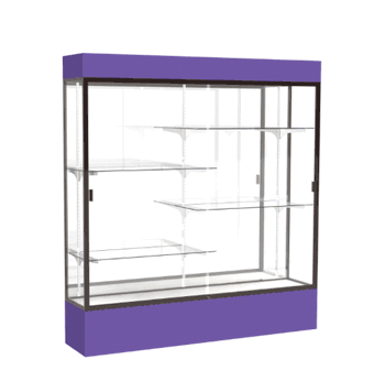Spirit Purple Display Case (Lighted), Mirror Back w/ Dark Bronze aluminum frame finish, 80"H x 72"W x 16"D - Click to enlarge