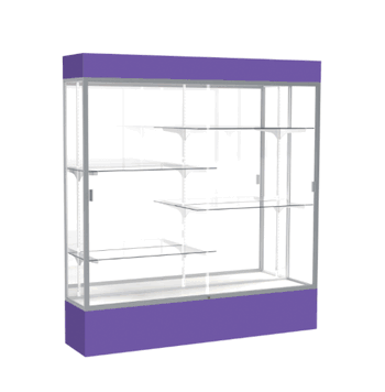 Spirit Purple Display Case (Lighted), Mirror Back w/ Satin Natural aluminum frame finish, 80"H x 72"W x 16"D - Click to enlarge