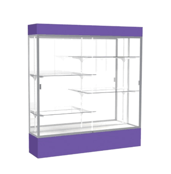 Spirit Purple Display Case (Lighted), Mirror Back w/ Satin Natural aluminum frame finish, 80"H x 72"W x 16"D - Click to enlarge