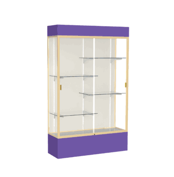 Spirit Purple Display Case (Lighted), Plaque Fabric Back w/ Champagne aluminum frame finish, 80"H x 48"W x 16"D - Click to enlarge