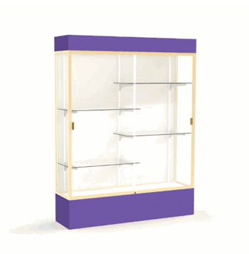 Spirit Purple Display Case (Lighted), Plaque Fabric Back w/ Champagne aluminum frame finish, 80"H x 60"W x 16"D - Click to enlarge