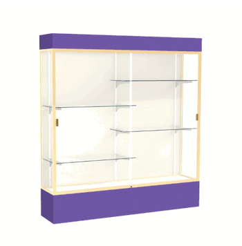 Spirit Purple Display Case (Lighted), Plaque Fabric Back w/ Champagne aluminum frame finish, 80"H x 72"W x 16"D - Click to enlarge