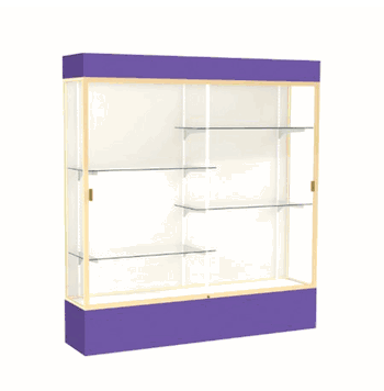 Spirit Purple Display Case (Lighted), Plaque Fabric Back w/ Champagne aluminum frame finish, 80"H x 72"W x 16"D - Click to enlarge