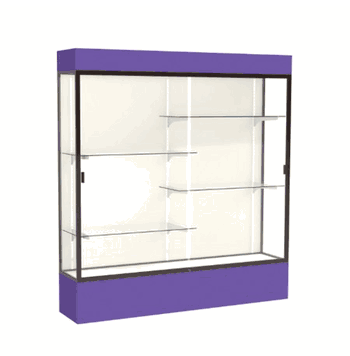 Spirit Purple Display Case (Lighted), Plaque Fabric Back w/ Dark Bronze aluminum frame finish, 80"H x 72"W x 16"D - Click to enlarge