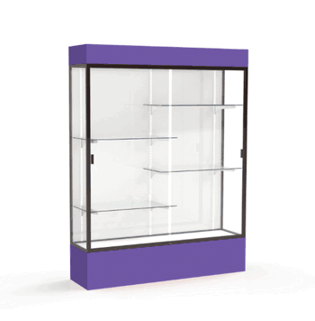 Spirit Purple Display Case (Lighted), White Laminate Back w/ Dark Bronze aluminum frame finish, 80"H x 60"W x 16"D - Click to enlarge