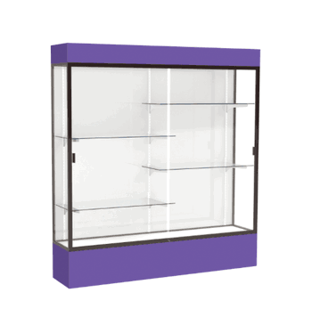 Spirit Purple Display Case (Lighted), White Laminate Back w/ Dark Bronze aluminum frame finish, 80"H x 72"W x 16"D - Click to enlarge