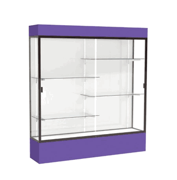 Spirit Purple Display Case (Lighted), White Laminate Back w/ Dark Bronze aluminum frame finish, 80"H x 72"W x 16"D - Click to enlarge