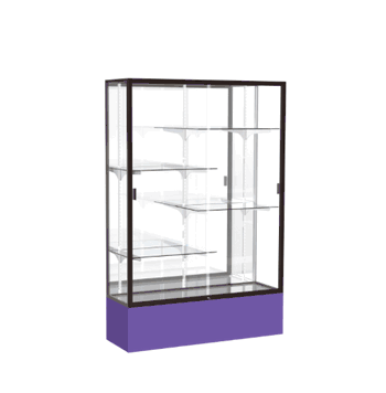Spirit Purple Display Case (Unighted), Mirror Back w/ Dark Bronze aluminum frame finish, 72"H x 48"W x 16"D - Click to enlarge