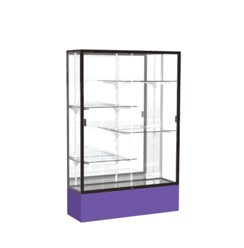 Spirit Purple Display Case (Unighted), Mirror Back w/ Dark Bronze aluminum frame finish, 72"H x 48"W x 16"D - Click to enlarge