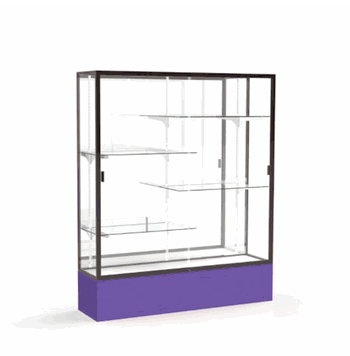 Spirit Purple Display Case (Unighted), Mirror Back w/ Dark Bronze aluminum frame finish, 72"H x 60"W x 16"D - Click to enlarge