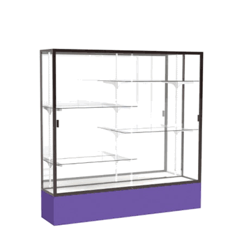 Spirit Purple Display Case (Unighted), Mirror Back w/ Dark Bronze aluminum frame finish, 72"H x 72"W x 16"D - Click to enlarge