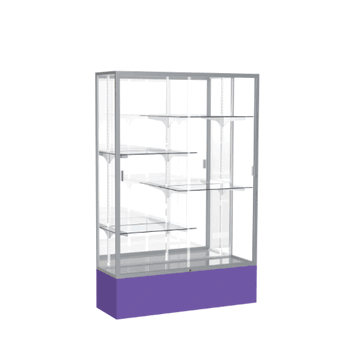 Spirit Purple Display Case (Unighted), Mirror Back w/ Satin Natural aluminum frame finish, 72"H x 48"W x 16"D - Click to enlarge