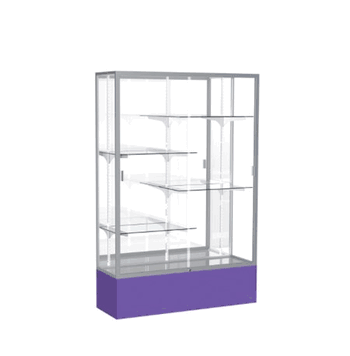 Spirit Purple Display Case (Unighted), Mirror Back w/ Satin Natural aluminum frame finish, 72"H x 48"W x 16"D - Click to enlarge