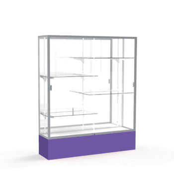 Spirit Purple Display Case (Unighted), Mirror Back w/ Satin Natural aluminum frame finish, 72"H x 60"W x 16"D - Click to enlarge