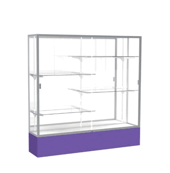 Spirit Purple Display Case (Unighted), Mirror Back w/ Satin Natural aluminum frame finish, 72"H x 72"W x 16"D - Click to enlarge