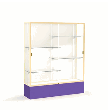 Spirit Purple Display Case (Unighted), Plaque Fabric Back w/ Champagne aluminum frame finish, 72"H x 60"W x 16"D - Click to enlarge