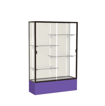 Spirit Purple Display Case (Unighted), Plaque Fabric Back w/ Dark Bronze aluminum frame finish, 72"H x 48"W x 16"D - Click to enlarge