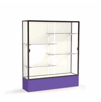 Spirit Purple Display Case (Unighted), Plaque Fabric Back w/ Dark Bronze aluminum frame finish, 72"H x 60"W x 16"D - Click to enlarge
