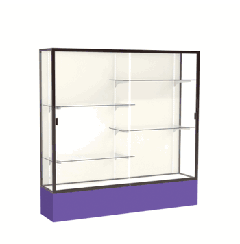 Spirit Purple Display Case (Unighted), Plaque Fabric Back w/ Dark Bronze aluminum frame finish, 72"H x 72"W x 16"D - Click to enlarge