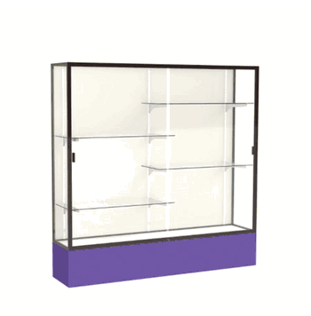 Spirit Purple Display Case (Unighted), Plaque Fabric Back w/ Dark Bronze aluminum frame finish, 72"H x 72"W x 16"D - Click to enlarge