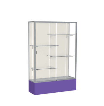 Spirit Purple Display Case (Unighted), Plaque Fabric Back w/ Satin Natural aluminum frame finish, 72"H x 48"W x 16"D - Click to enlarge