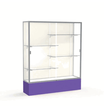 Spirit Purple Display Case (Unighted), Plaque Fabric Back w/ Satin Natural aluminum frame finish, 72"H x 60"W x 16"D - Click to enlarge