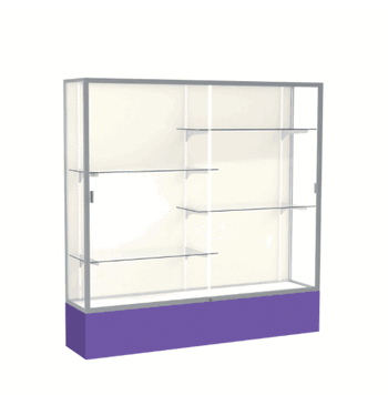 Spirit Purple Display Case (Unighted), Plaque Fabric Back w/ Satin Natural aluminum frame finish, 72"H x 72"W x 16"D - Click to enlarge