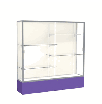 Spirit Purple Display Case (Unighted), Plaque Fabric Back w/ Satin Natural aluminum frame finish, 72"H x 72"W x 16"D - Click to enlarge