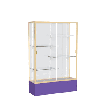 Spirit Purple Display Case (Unighted), White Laminate Back w/ Champagne aluminum frame finish, 72"H x 48"W x 16"D - Click to enlarge