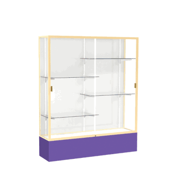 Spirit Purple Display Case (Unighted), White Laminate Back w/ Champagne aluminum frame finish, 72"H x 60"W x 16"D - Click to enlarge