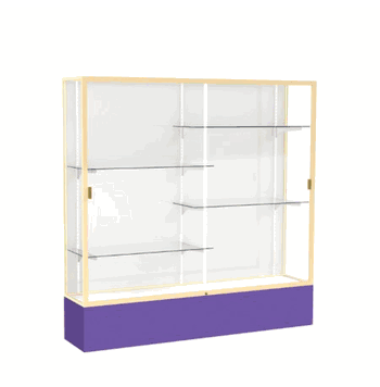 Spirit Purple Display Case (Unighted), White Laminate Back w/ Champagne aluminum frame finish, 72"H x 72"W x 16"D - Click to enlarge