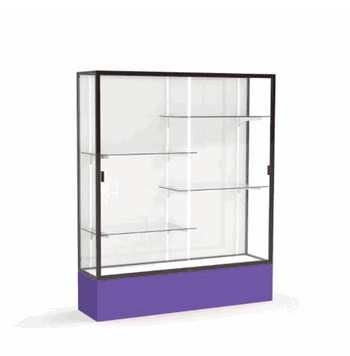Spirit Purple Display Case (Unighted), White Laminate Back w/ Dark Bronze aluminum frame finish, 72"H x 60"W x 16"D - Click to enlarge