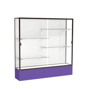 Spirit Purple Display Case (Unighted), White Laminate Back w/ Dark Bronze aluminum frame finish, 72"H x 72"W x 16"D - Click to enlarge