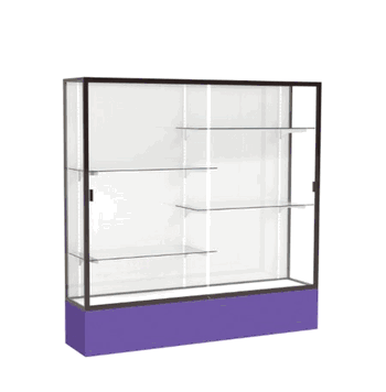 Spirit Purple Display Case (Unighted), White Laminate Back w/ Dark Bronze aluminum frame finish, 72"H x 72"W x 16"D - Click to enlarge
