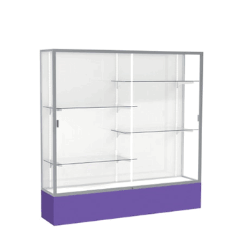 Spirit Purple Display Case (Unighted), White Laminate Back w/ Satin Natural aluminum frame finish, 72"H x 72"W x 16"D - Click to enlarge