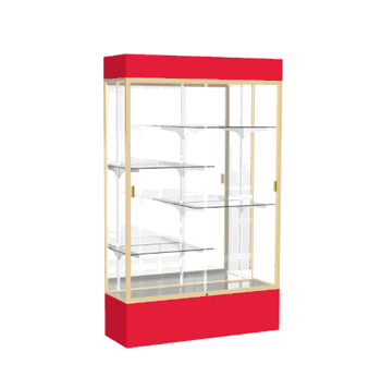 Spirit Red Display Case (Lighted), Mirror Back w/ Champagne aluminum frame finish, 80"H x 48"W x 16"D - Click to enlarge