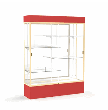 Spirit Red Display Case (Lighted), Mirror Back w/ Champagne aluminum frame finish, 80"H x 60"W x 16"D - Click to enlarge