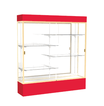 Spirit Red Display Case (Lighted), Mirror Back w/ Champagne aluminum frame finish, 80"H x 72"W x 16"D - Click to enlarge