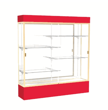 Spirit Red Display Case (Lighted), Mirror Back w/ Champagne aluminum frame finish, 80"H x 72"W x 16"D - Click to enlarge