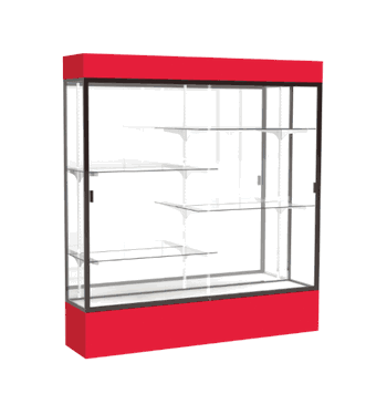 Spirit Red Display Case (Lighted), Mirror Back w/ Dark Bronze aluminum frame finish, 80"H x 72"W x 16"D - Click to enlarge