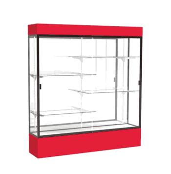 Spirit Red Display Case (Lighted), Mirror Back w/ Dark Bronze aluminum frame finish, 80"H x 72"W x 16"D - Click to enlarge