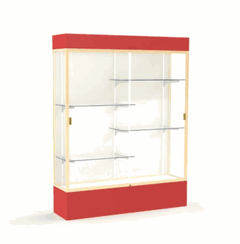 Spirit Red Display Case (Lighted), Plaque Fabric Back w/ Champagne aluminum frame finish, 80"H x 60"W x 16"D - Click to enlarge