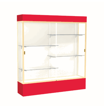 Spirit Red Display Case (Lighted), Plaque Fabric Back w/ Champagne aluminum frame finish, 80"H x 72"W x 16"D - Click to enlarge