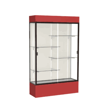 Spirit Red Display Case (Lighted), Plaque Fabric Back w/ Dark Bronze aluminum frame finish, 80"H x 48"W x 16"D - Click to enlarge